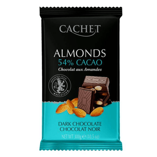Чорний шоколад Cachet 54% з мигдалем, 300 г