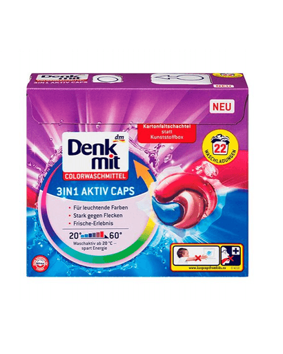 Капсули для прання Denkmit 3 in 1 Aktiv Caps Color, 22 шт.