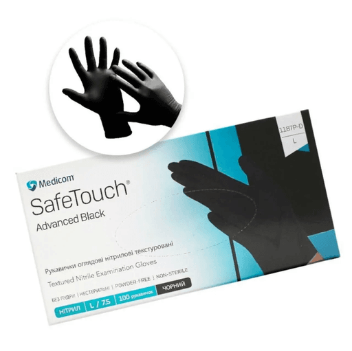 Рукавички нітрилові Safe-Touch чорні, розмір S, 100 шт.
