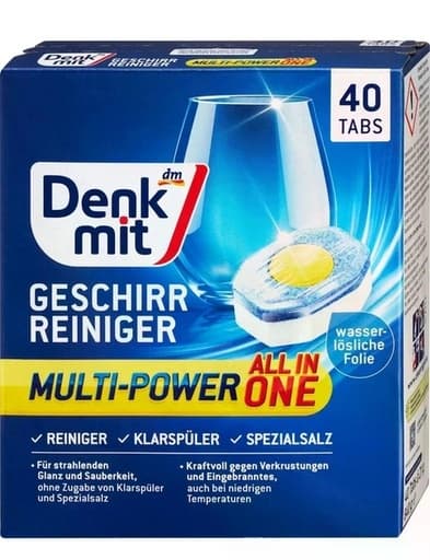 Таблетки для посудомийної машини Denkmit Spulmaschinen-Tabs Multi-Power All in one, 40 tabs 840 г