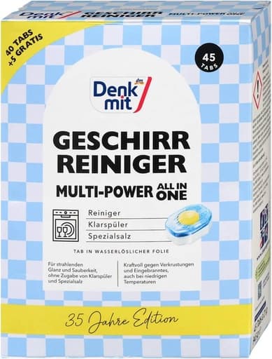 Таблетки для посудомийної машини Denkmit Geschirr Reiniger-Tabs Multi-Power All in One, 45 tabs 945 г