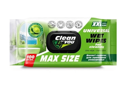 Вологі серветки для прибирання Clean for You, 100 шт.