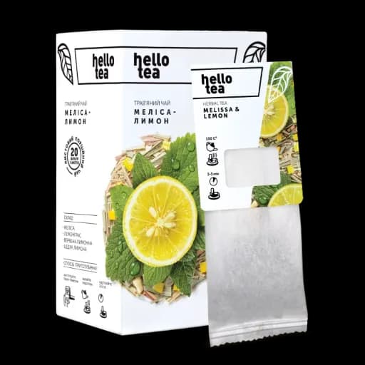 Чай Hello Tea «Меліса і лимон», 20 пакетиків