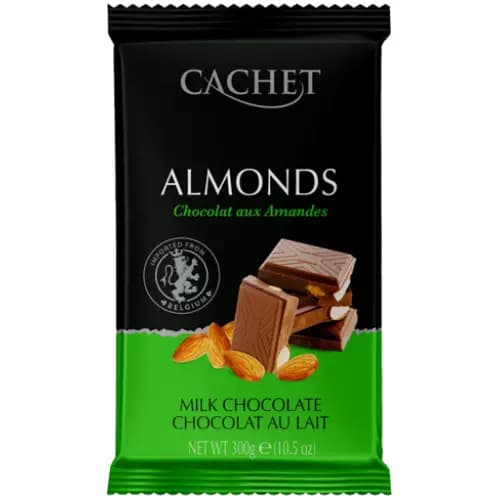Молочний шоколад Cachet 32% з мигдалем, 300 г