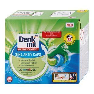 Капсули для прання Denkmit Vollwaschmittel 3 in 1 Aktiv-Caps 22 шт WIX_0000001927 фото